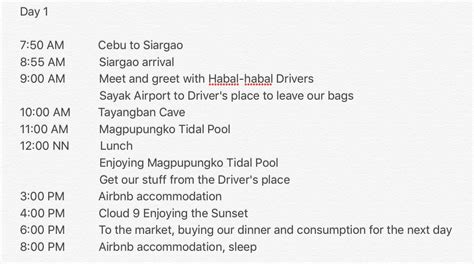 siargao itinerary.